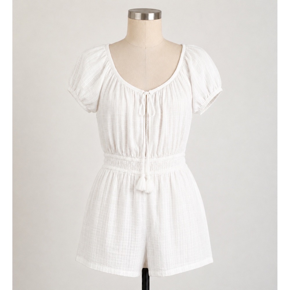 American Eagle White Gauze Romper Boho Cottagecore Summer Beachy Chic XXL